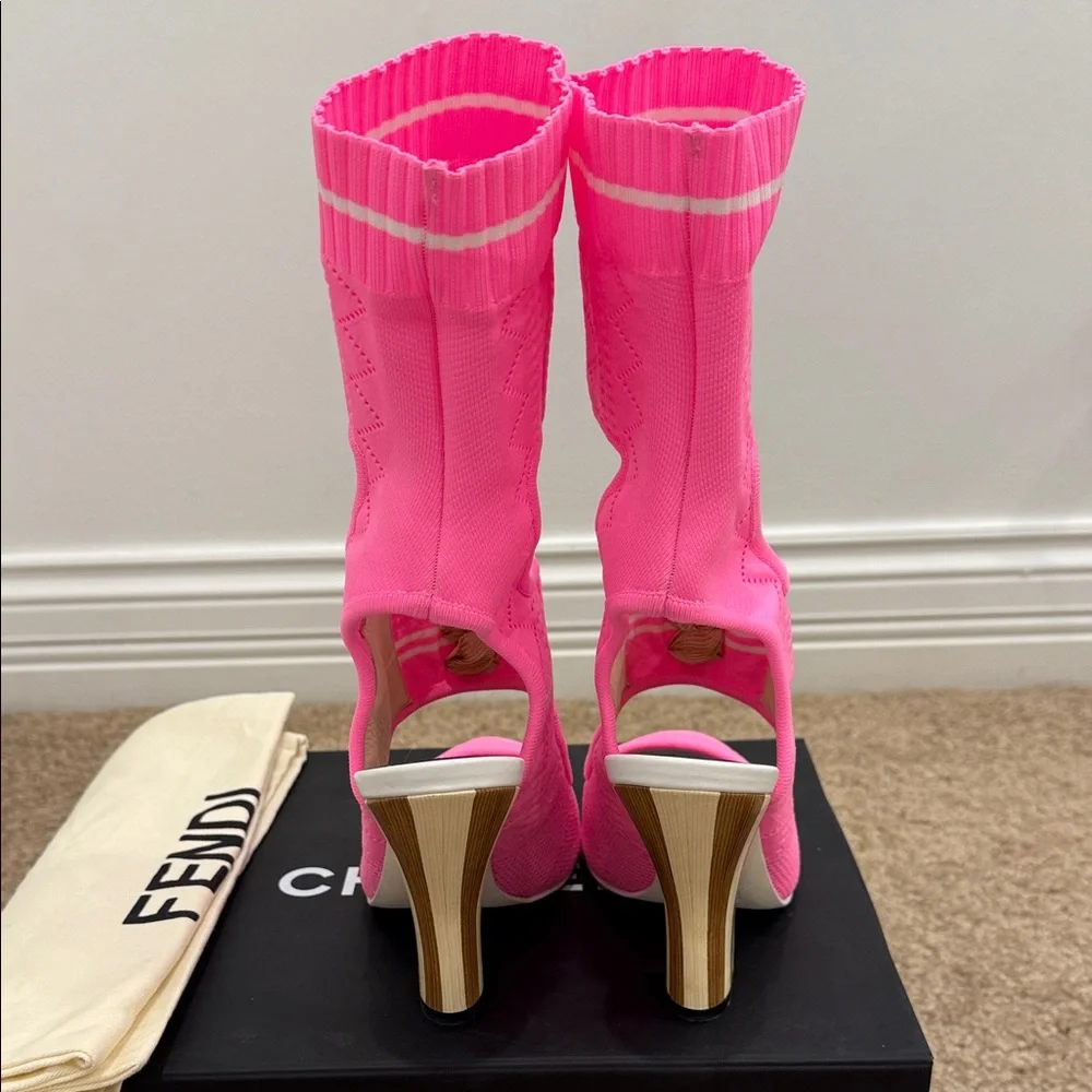Fendi Pink Mesh Sock Heels – Size 37 – Worn Once